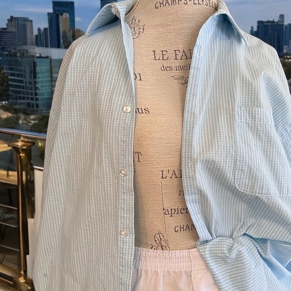 Calvin Klein Men’s button down XL Regular Fit Baby Blue gingham - Picture 11 of 16